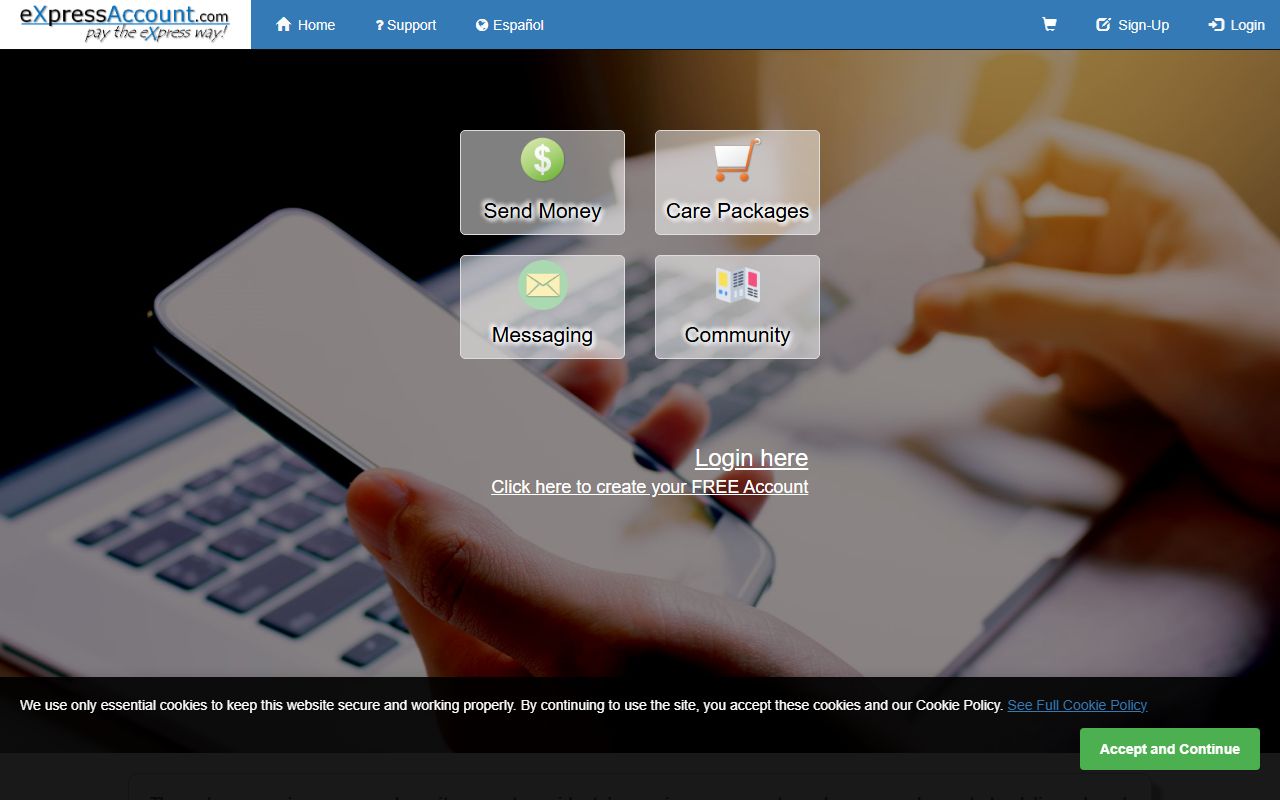 eXpress Account portal used for St. Joseph County Jail money and commissary services